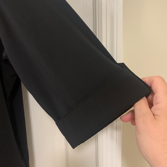 Catherine’s tunic length black button up blouse, polyester - Picture 2 of 6